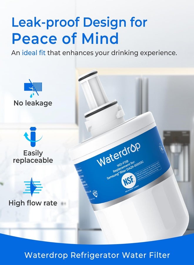 ووتر دروب فلتر مياه ثلاجة Waterdrop DA29-00003G، بديل لفلتر Samsung®، DA29-00003B، DA29-00003A، Aqua-Pure Plus، HAFCU1، RFG237AARS، FMS-1، RS22HDHPNSR، RSG257AARS، فلتران (قد يختلف شكل العبوة) - Image 3